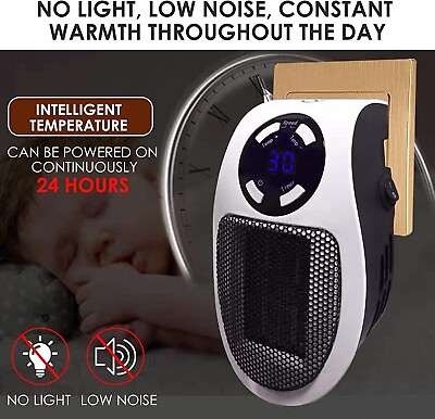 #ad 500W Portable Electric Space Heater Mini Fan With Remote Control Wall Sockets