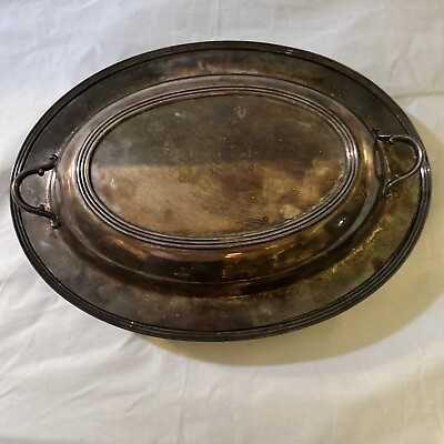#ad Windsor WM Rogers Oval Silver plate Serving Dish w Lid Well Made Patina VTG