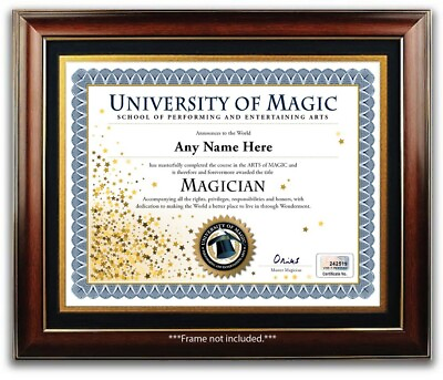 Magician School Personalized Certificate Diploma Magic Kit Tricks XMAS GIFT