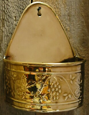 Vintage Hosley Brass Wall Pocket Hanging Planter Mail Holder. Made In India.