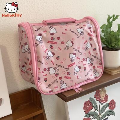 #ad Women Girl#x27;s Pink Hello Kitty Makeup Bag Cosmetic Case Storage Handbag Tote Gift