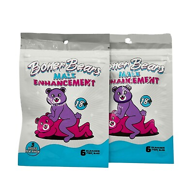 #ad Boner Bear Male Enhancement Gummies: 2 Packs 6 Count Per Bag total 12 count