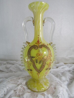 #ad Vintage Bohemian Gold EnameledRiggiree Vase With Original Label