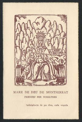 #ad Holy card antique of Virgin de Montserrat andachtsbild santino image pieuse