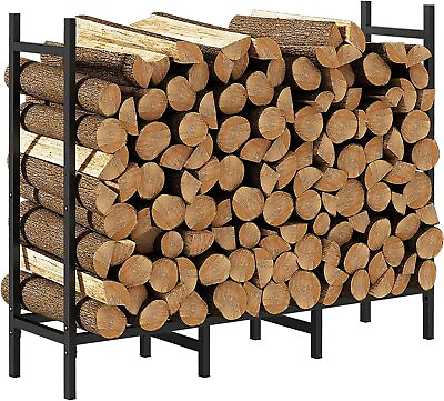 #ad 4FT Firewood Log Rack Outdoor Heavy Duty Metal Fire Wood Holder Adjustable