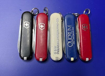 #ad Lot of 5 Victorinox Classic Sd Swiss Army Knives Multi colors and Logos