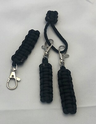 3 PACK 3.50quot; BLACK PARACORD ZIPPER PULLS CUSTOM MADE WITH SWIVEL ENDS