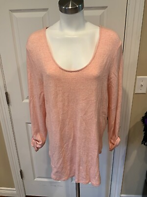 #ad Akemi Kin Anthropologie Pink Round Neck Micro Perforated Top Size M