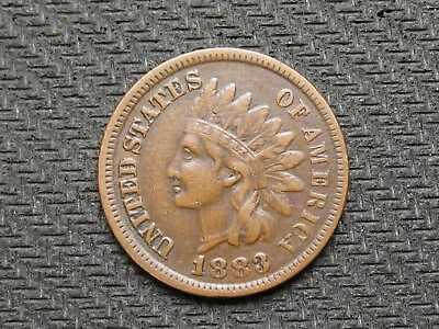 #ad OLD COIN SALE VF 1883 INDIAN HEAD CENT PENNY w DIAMONDS amp; FULL LIBERTY #443