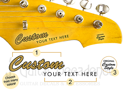 Custom Classic Two Line Guitar Headstock Waterslide Decals