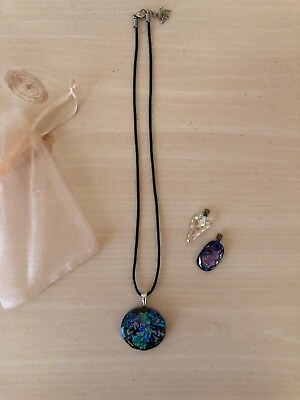 #ad glass pendant necklace all 3 pendants included