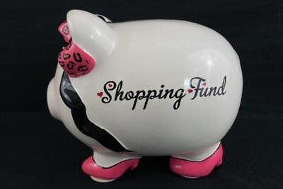 FAB Starpoint Shopping Fund Ceramic Piggy Bank Wearing High Heels Bow Painted