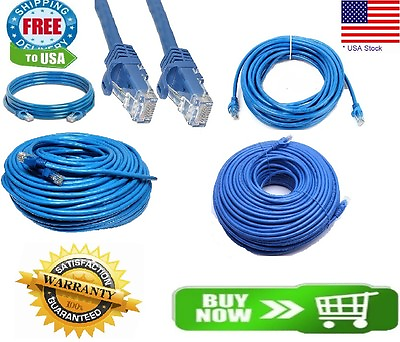 #ad #ad CAT6 Patch Network Cable Rj45 Ethernet 6ft 10ft 25ft 50ft 100ft 200ft lot Blue