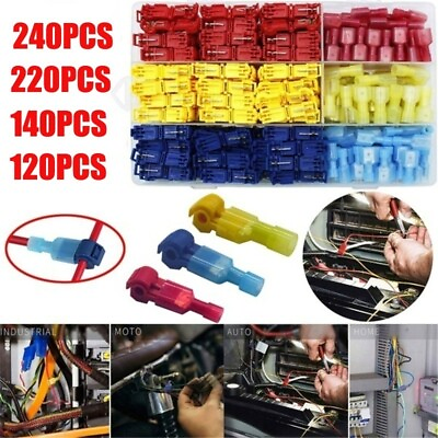 #ad 240 220PCS Quick Electrical Cable Snap Splice Lock Wire Connector Crimp Terminal
