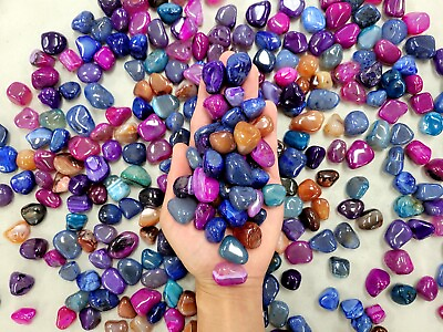 #ad Dyed Agate Tumbled Crystals Bright Colorful Assorted Gemstone Mix for Crafting