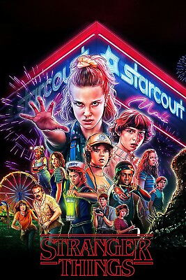 #ad Stranger Things Movie Poster 2#x27;x3#x27; Eleven Hawkins Mike TV Shows Retro Cool Teens