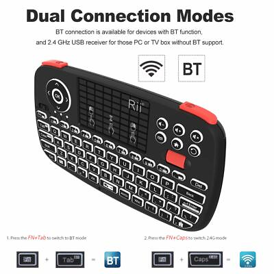 Rii i4 Mini Bluetooth Keyboard 2.4GHz Dual Modes Remote Control for PC TV BOX