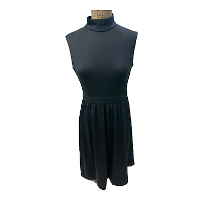 #ad Vintage 1960s Black Nylon Sleeveless Dress Saks Fifth Ave. Size 10.