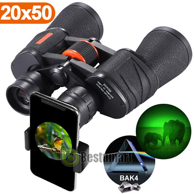 20x50 Night Version Military Binoculars Waterproof BAK 4 Zooming Starscope Clip
