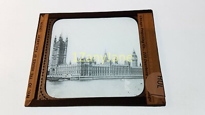 #ad HUL Glass Magic Lantern Slide Photo Vintage THE HOUSES OF PARLIAMENT LONDON
