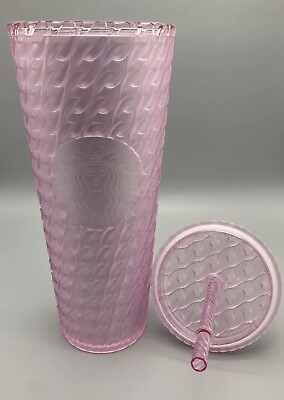 #ad Starbucks 2024 Matte Light Pink Soft Touch Chain Link Venti Cold Cup Tumbler