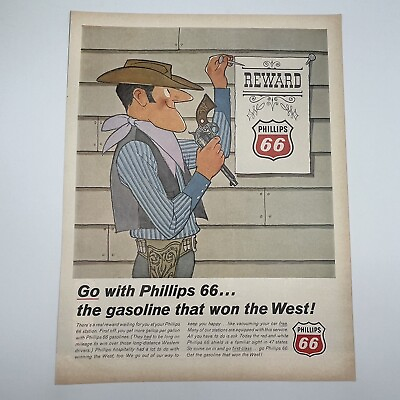 #ad Phillips 66 Gas Stations 1966 Vtg Print Ad 10.5quot;x13.5quot; the gas that won the West