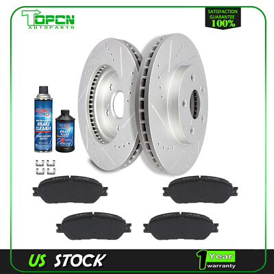 #ad 2X Front Brake Discs Rotors and 4X Ceramic Pads For Toyota Sienna 2004 2010