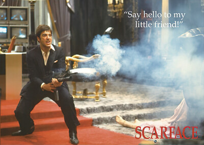 Scarface Movie Poster Say Hello To My Little Friend Machine Gun 36 X 24quot;