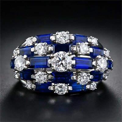 Fashion Cubic Zircon 925 Silver Filled Rings Women Jewelry Wedding Gift Sz 6 10