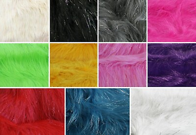#ad Faux Fur Long Pile Sparkling Tinsel Fabric 60quot; Wide Sold By The Yard