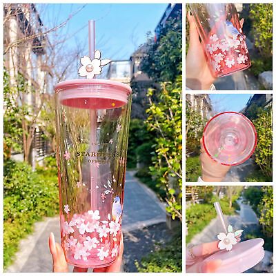 #ad Starbucks China Cherry Blossom Tumbler Pink Sakura 20oz Glass Straw Cup 2022