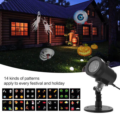 #ad Christmas LED Colorized Auto Moving Projection Lights With 14 Replaceable Lens
