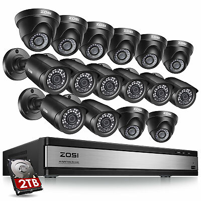 #ad ZOSI 16 Channel H.265 DVR Hard Drive 2TB 16 1080p Security Camera System