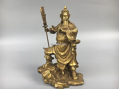 #ad 9#x27;#x27;Classica Brass carved Dragon figure chinese Martial god Guan Gong statue