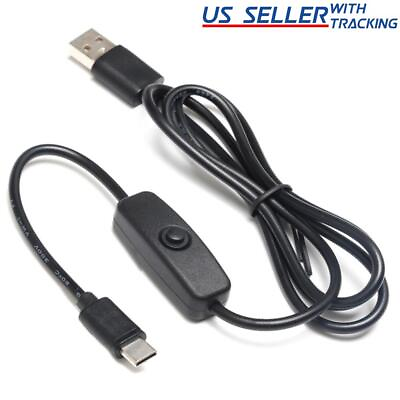 3A USB Type C Cable with ON OFF Switch Power Button Raspberry Pi Phone Charging