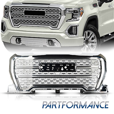 #ad Front Upper Grille For GMC Sierra 1500 Denali Style 2019 2020 2021 Chrome Grill