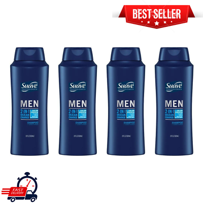 #ad Suave Men 2 in 1 Ocean Charge Shampoo and Conditioner 28 fl oz PACK OF 4