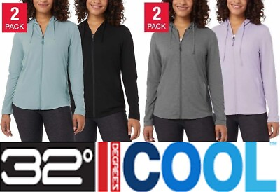 #ad 32 Degrees Women#x27;s 2 Pack Lightweight Full Zip Up Hoodie Jacket