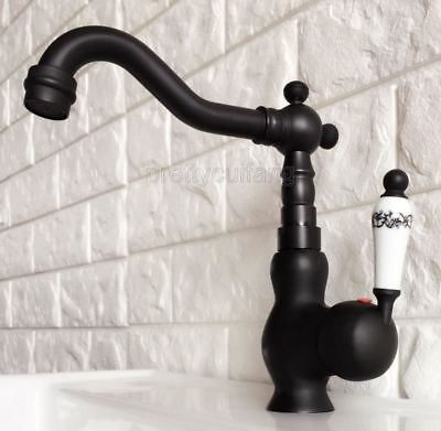 Black Oil Rubbed Brass Ceramic handle Kitchen Sink Faucet Mixer Basin Tap Pnf357