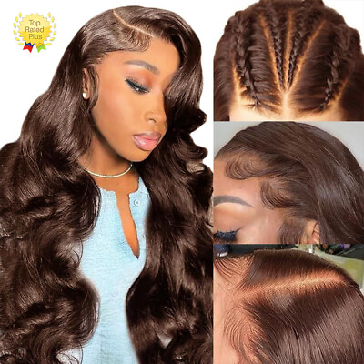 #ad 13×4 Chocolate Brown Body Wave Lace Front Wigs Human Hair For Women With Gifts