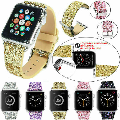 #ad Leather Glitter Strap Bling Watch Band For Apple Watch Series 8 41mm 45mm s8
