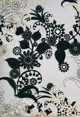 #ad BLANK CARD Elegant Black amp; White Foliage amp; Floral ROGER LA BORDE Printed in UK