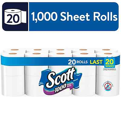 Scott 1000 Toilet Paper 20 Rolls 1000 Sheets per Roll Free shipping