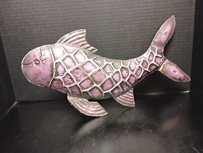 #ad Vintage Metal Fish Sculpture Made In India