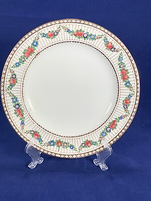 Antique BOOTHS Silicon China England Floral Plate 9quot; Gold Rim