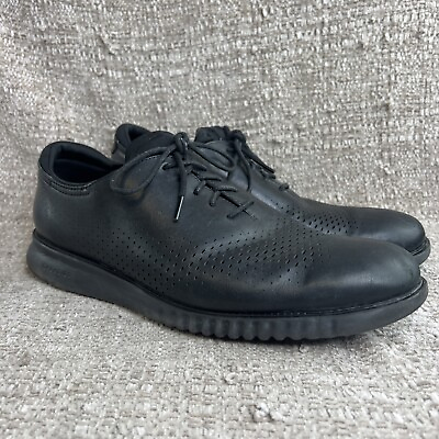 Cole Haan GRAND.ØS Men#x27;s 13M Black Lined Laser Wingtip Oxford Shoes Comfort