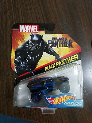 #ad Hot Wheels Marvel Black Panther Character Car Toy 1:64 Scale