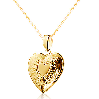#ad 18K Gold Plated Silver Heart Photo Locket Pendant With 18quot; Chain Valentines Day