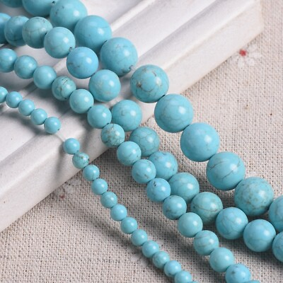 #ad 1 Strand 15inch Natural Stone Artificial Turquoise 4mm 6mm 8mm 10mm 12mm Beads
