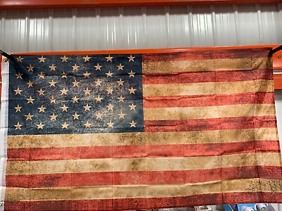 #ad United States American Flag Vintage Antique Distressed Look 34” X 60”